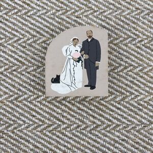 Cat's Meow Wedding Couple Bride Groom Wooden Shelf Sitter